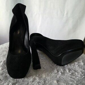 Never Worn Bottega Veneta black suede platform pumps size